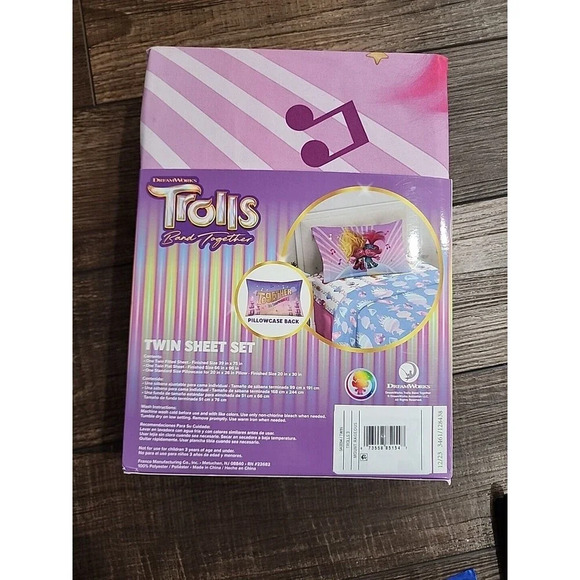 Trolls - Twin 3 Piece Sheet Set- Band Together in Harmony - Picture 3 of 3